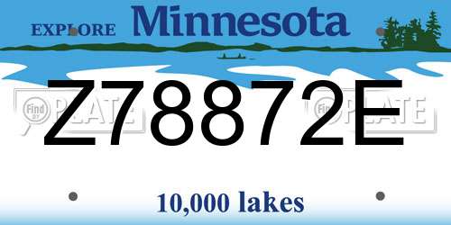 Z78872E Minnesota License Plate