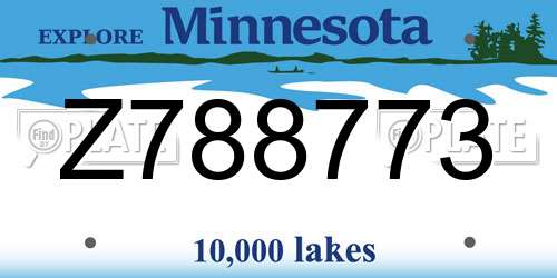 Z788773 Minnesota License Plate
