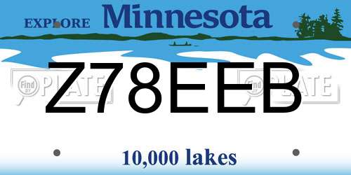Z78EEB Minnesota License Plate