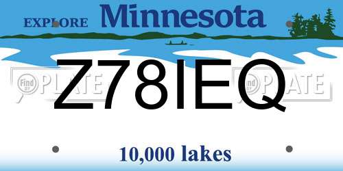 Z78IEQ Minnesota License Plate