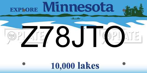 Z78JTO Minnesota License Plate
