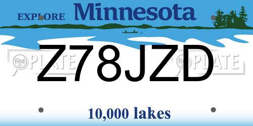 Z78JZD Minnesota License Plate