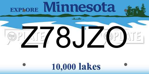 Z78JZO Minnesota License Plate