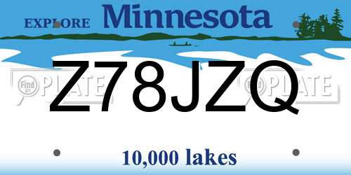 Z78JZQ Minnesota License Plate
