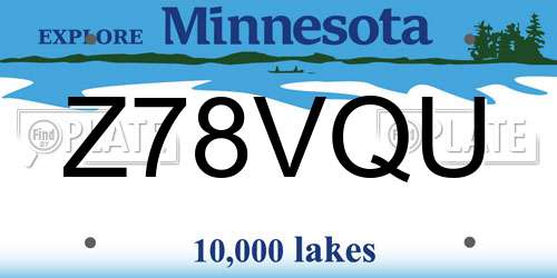 Z78VQU Minnesota License Plate