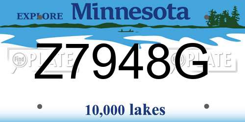 Z7948G Minnesota License Plate