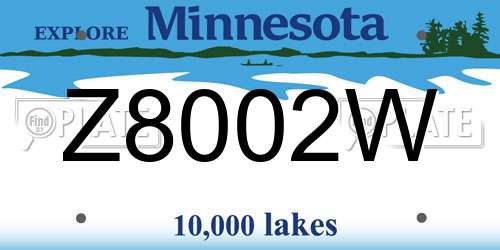 Z8002W Minnesota License Plate
