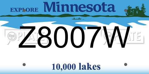 Z8007W Minnesota License Plate
