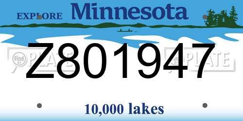 Z801947 Minnesota License Plate