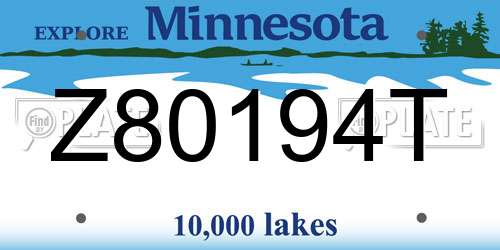 Z80194T Minnesota License Plate