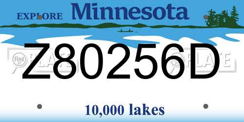 Z80256D Minnesota License Plate