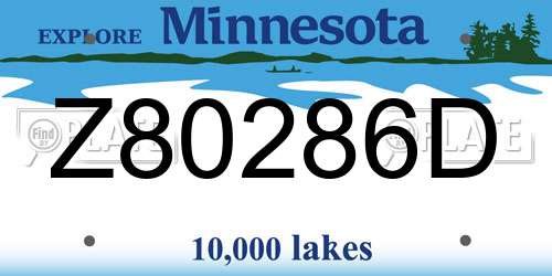 Z80286D Minnesota License Plate