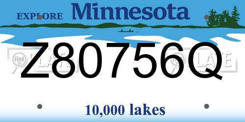 Z80756Q Minnesota License Plate