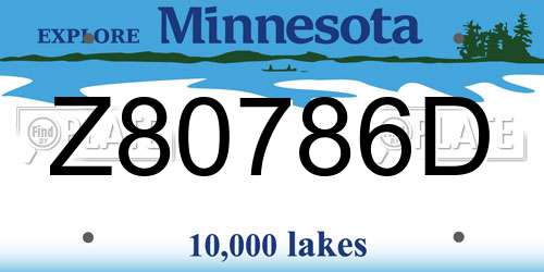 Z80786D Minnesota License Plate