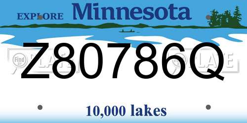 Z80786Q Minnesota License Plate