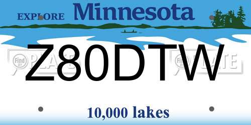 Z80DTW Minnesota License Plate