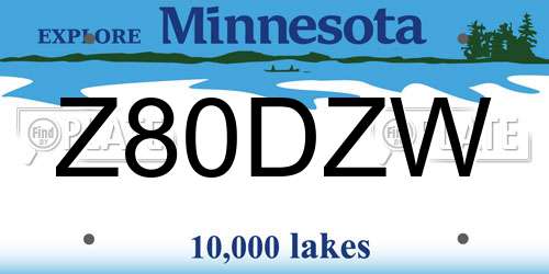 Z80DZW Minnesota License Plate