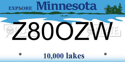 Z80OZW Minnesota License Plate
