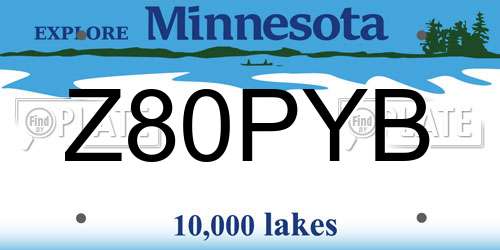 Z80PYB Minnesota License Plate