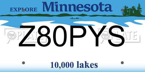Z80PYS Minnesota License Plate