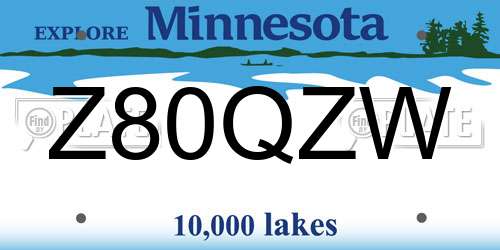 Z80QZW Minnesota License Plate