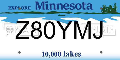 Z80YMJ Minnesota License Plate