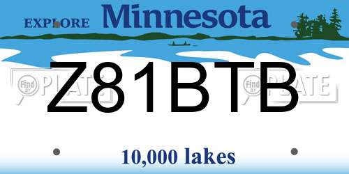 Z81BTB Minnesota License Plate