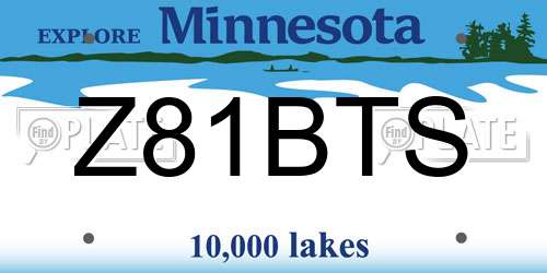 Z81BTS Minnesota License Plate