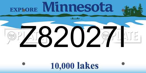Z82027I Minnesota License Plate