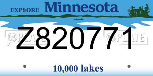 Z820771 Minnesota License Plate