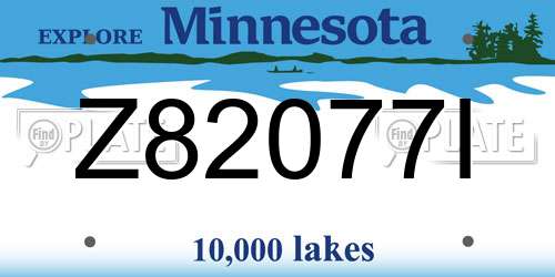 Z82077I Minnesota License Plate
