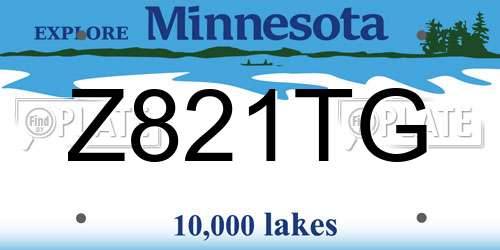 Z821TG Minnesota License Plate