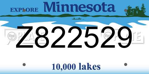 Z822529 Minnesota License Plate