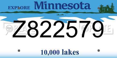 Z822579 Minnesota License Plate
