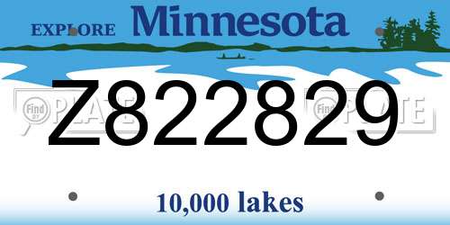 Z822829 Minnesota License Plate