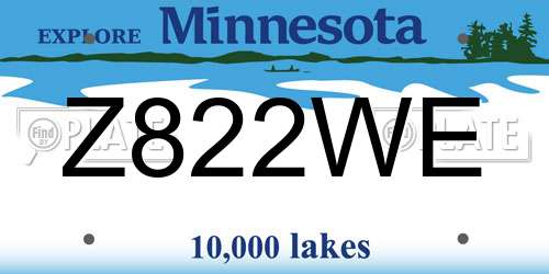 Z822WE Minnesota License Plate