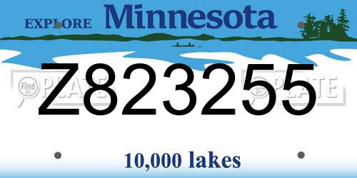 Z823255 Minnesota License Plate