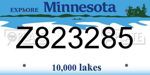 Z823285 Minnesota License Plate