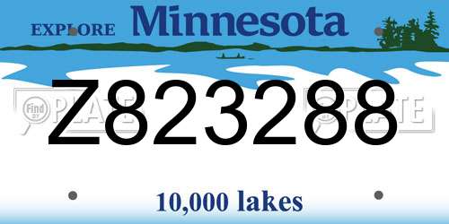 Z823288 Minnesota License Plate