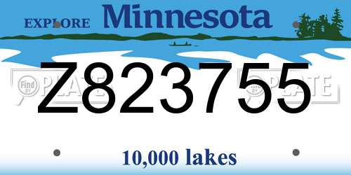 Z823755 Minnesota License Plate