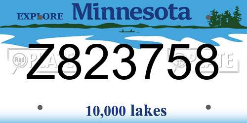 Z823758 Minnesota License Plate