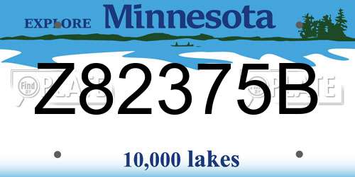 Z82375B Minnesota License Plate