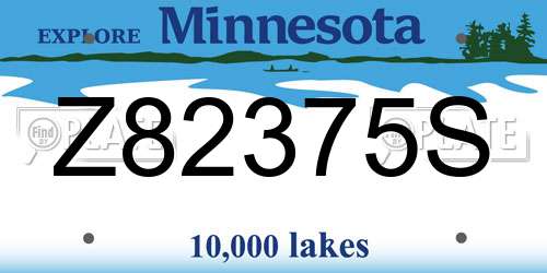 Z82375S Minnesota License Plate