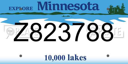 Z823788 Minnesota License Plate