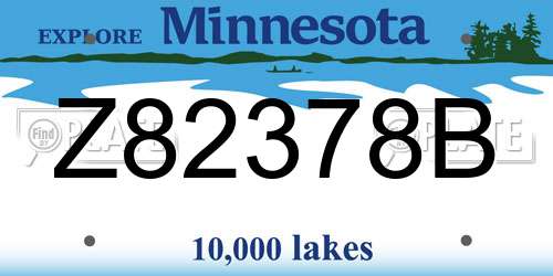Z82378B Minnesota License Plate