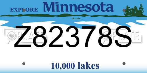 Z82378S Minnesota License Plate