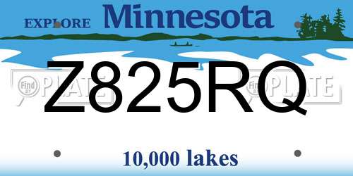 Z825RQ Minnesota License Plate