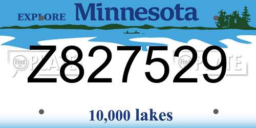 Z827529 Minnesota License Plate