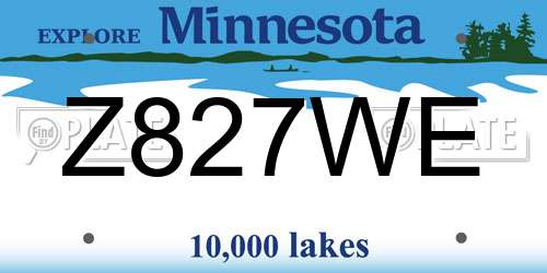 Z827WE Minnesota License Plate