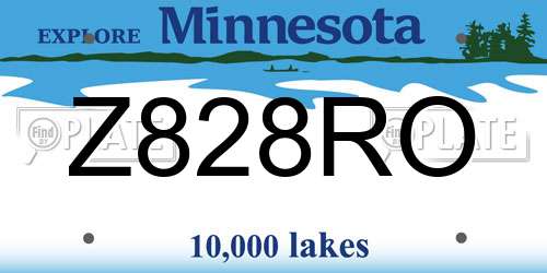Z828RO Minnesota License Plate